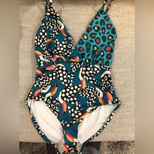 Anthropology Farm Rio Toucan Swimsuit - Medium EUC